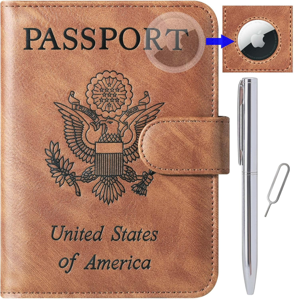 Airtag Passport Wallet — RFID, Tracker Slot