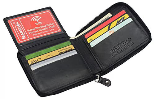 Cowhide Zip-Around Wallet — RFID, 9 Card Slots
