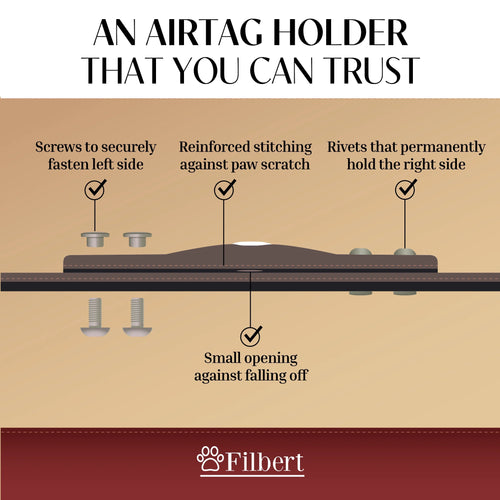 Full-Grain Leather Airtag Collar — Screw-Locked Slot