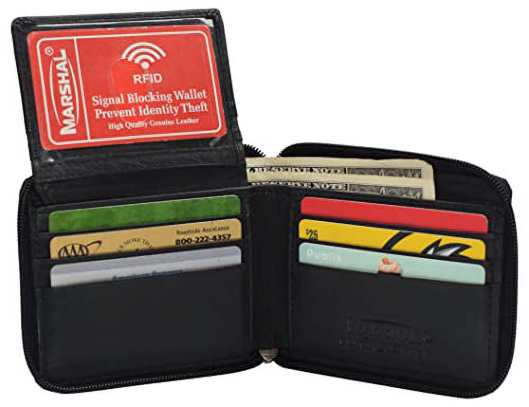 Cowhide Zip-Around Wallet — RFID, 9 Card Slots