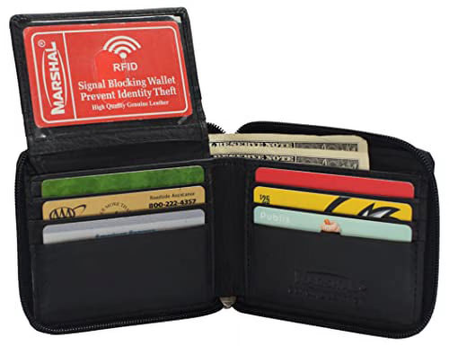 Cowhide Zip-Around Wallet — RFID, 9 Card Slots