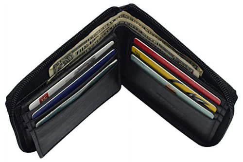 Cowhide Zip-Around Wallet — RFID, 9 Card Slots