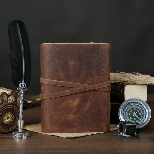 Handmade Buffalo Leather Journal — Deckle-Edge Pages