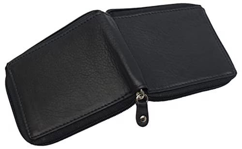 Cowhide Zip-Around Wallet — RFID, 9 Card Slots