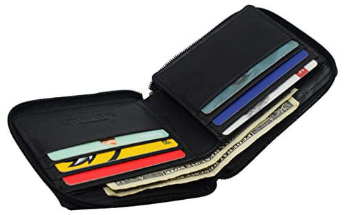 Cowhide Zip-Around Wallet — RFID, 9 Card Slots