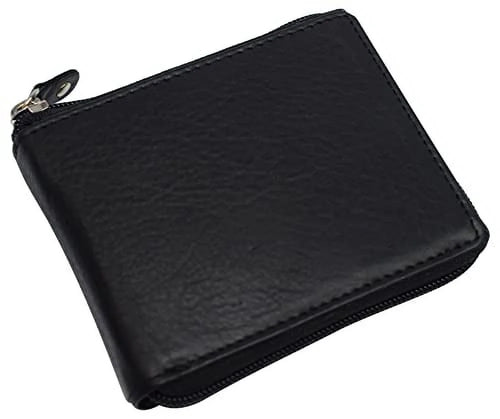 Cowhide Zip-Around Wallet — RFID, 9 Card Slots