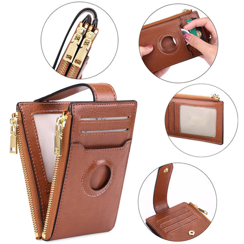 Genuine Leather AirTag Bifold — 14 Slots, RFID