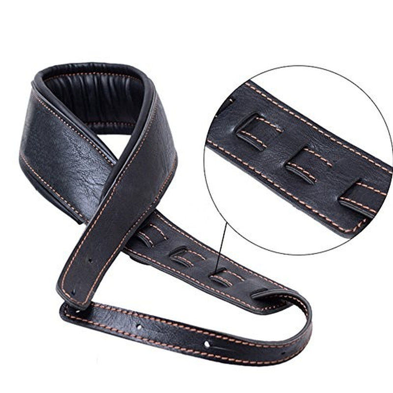 Padded Guitar Strap — 3.5 in Wide, Vegan Leather