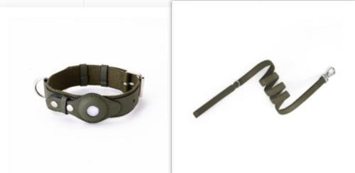 Leather Airtag Dog Collar — Snap-Secured Tracker Pocket