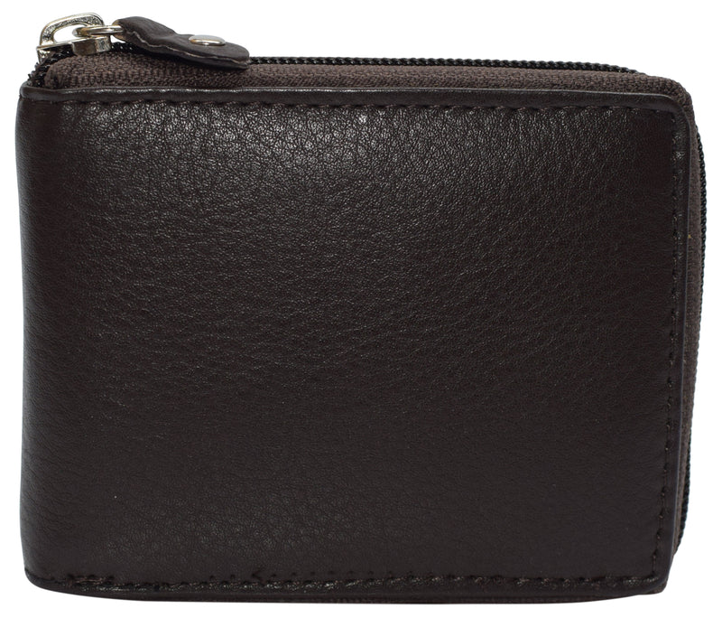Cowhide Zip-Around Wallet — RFID, 9 Card Slots