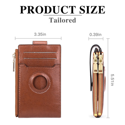 Genuine Leather AirTag Bifold — 14 Slots, RFID