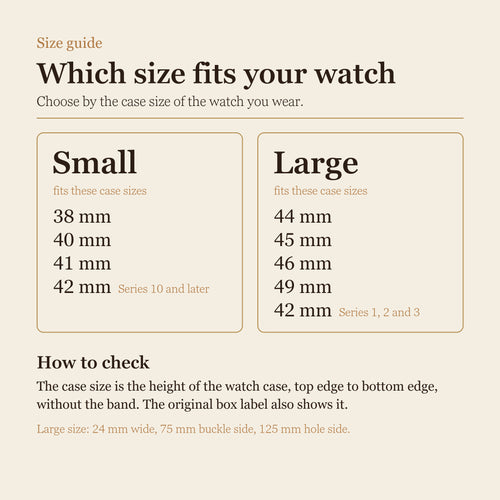 Size guide: Small and Large by watch case size