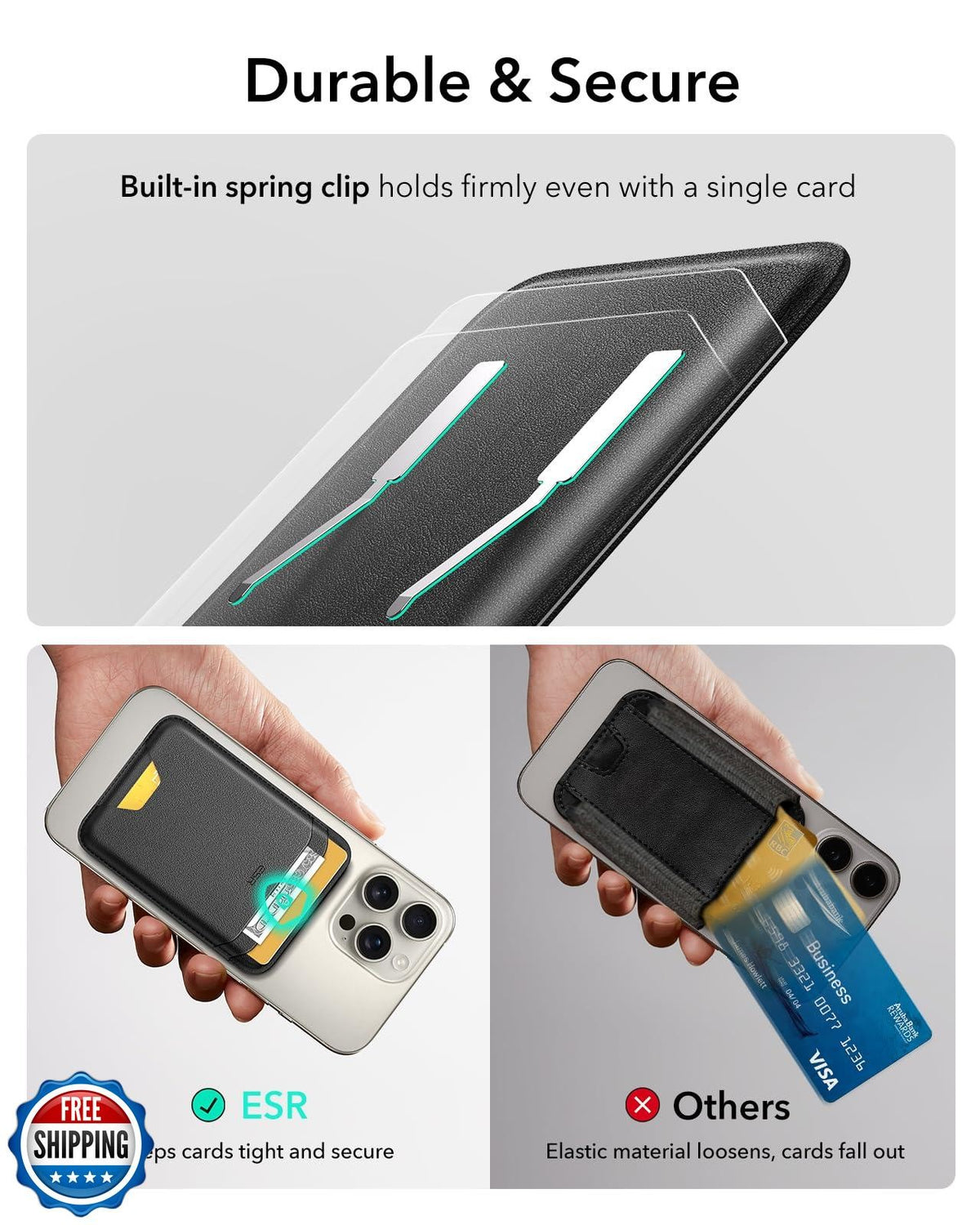 ESR MagSafe Wallet — 5 Cards, RFID, Vegan Leather